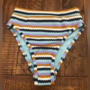 NWT L*Space Frenchi High Waist Bikini Bottom in Over The Moon Stripe - Size XS
